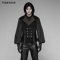 WY-945 Vintage Coffee Twill Gothic Waistcoat Dark Suit Vest With Double Row Snap Buttons?-??Punk Rave Clothing