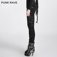 Hot Sale K-099 Broken Mesh For Women Gothic Pants/leggings?-??Punk Rave Clothing