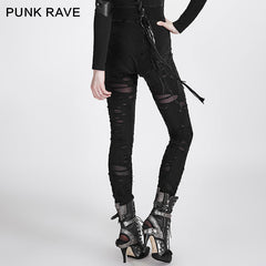Hot Sale K-099 Broken Mesh For Women Gothic Pants/leggings?-??Punk Rave Clothing
