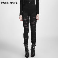 Hot Sale K-099 Broken Mesh For Women Gothic Pants/leggings?-??Punk Rave Clothing