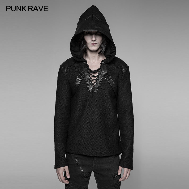 WM-044 Dark Evil Dragon Pullover Mosaic Punk Hoodies For Men?-??Punk Rave Clothing
