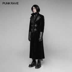 WY-949 Gorgeous Velvet Long Punk Jacket Detachable Fake Two-Piece Coat For Men?-??Punk Rave Clothing