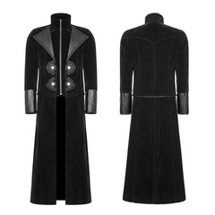 WY-949 Gorgeous Velvet Long Punk Jacket Detachable Fake Two-Piece Coat For Men?-??Punk Rave Clothing