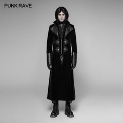WY-949 Gorgeous Velvet Long Punk Jacket Detachable Fake Two-Piece Coat For Men?-??Punk Rave Clothing