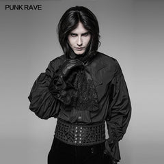 WS-269 Dracula Gothic Lace Silk Embroidered Collar Scarf With Faux Fur Accessories?-??Punk Rave Clothing