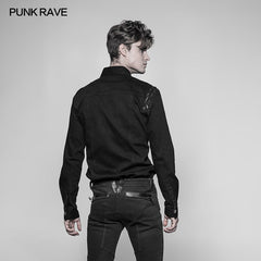 WY-939 Mens Punk Tie Rope Personality Shirt With Double Pocket?-??Punk Rave Clothing
