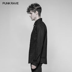 WY-943 Personality Steampunk Metal Eyelets Sueded Shirt With Retro Snap Buttons?-??Punk Rave Clothing