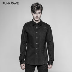 WY-943 Personality Steampunk Metal Eyelets Sueded Shirt With Retro Snap Buttons?-??Punk Rave Clothing