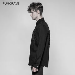 OY-946 Paladin Gothic Bloody Keel Denim Personality Shirt With Scratched Double Pockets?-??Punk Rave Clothing