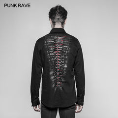 OY-946 Paladin Gothic Bloody Keel Denim Personality Shirt With Scratched Double Pockets?-??Punk Rave Clothing