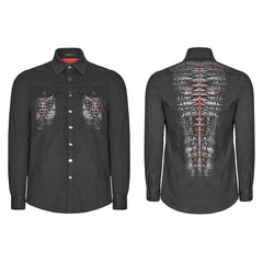 OY-946 Paladin Gothic Bloody Keel Denim Personality Shirt With Scratched Double Pockets?-??Punk Rave Clothing