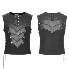 WY-931 Punk Warrior Leather Stitching Personality Chest Protector Vest?-??Punk Rave Clothing