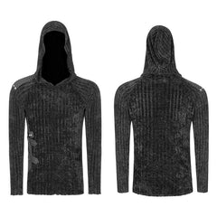 WM-046 Mens Dark Punk Knitting Hoodies Personality Mosaic Hooded Sweater Top?-??Punk Rave Clothing