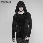 WM-046 Mens Dark Punk Knitting Hoodies Personality Mosaic Hooded Sweater Top?-??Punk Rave Clothing