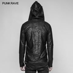 OT-532 Mens Dark Punk Personality Pullover Hoodie Beveled Zipper Hooded Knitting Sweater?-??Punk Rave Clothing
