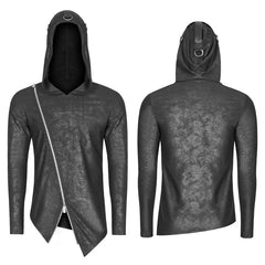 OT-532 Mens Dark Punk Personality Pullover Hoodie Beveled Zipper Hooded Knitting Sweater?-??Punk Rave Clothing