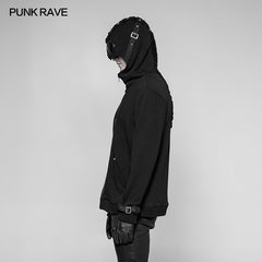 WY-921 Punk Pilot Personality Hooded Jacket Cashmere Sweater Cardigan For Men?-??Punk Rave Clothing