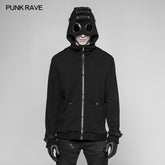 WY-921 Punk Pilot Personality Hooded Jacket Cashmere Sweater Cardigan For Men?-??Punk Rave Clothing