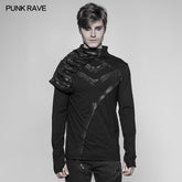 WT-529 Mens Personality Brushed Gothic T-shirt Half Stand Collar Knitting Top?-??Punk Rave Clothing