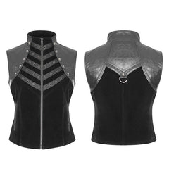 WY-910 Royal Cavalry Force Punk Vest Velvet Leather Stand Collar Waistcoat For Men?-??Punk Rave Clothing