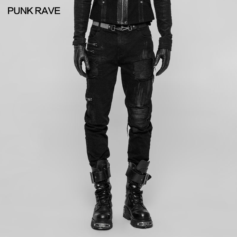 WK-339 Mens Punk Decadent Crack Personality Pants Hand-painted Trousers?-??Punk Rave Clothing