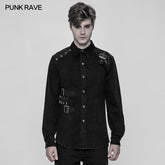 WY-906 Punk Uniform Style Fitted Denim Shirt For Men?-??Punk Rave Clothing