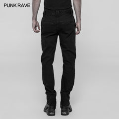 WK-334 Punk Metal Pattern Buttons Splicing Pants Mens Uniform Trousers?-??Punk Rave Clothing