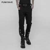 WK-334 Punk Metal Pattern Buttons Splicing Pants Mens Uniform Trousers?-??Punk Rave Clothing