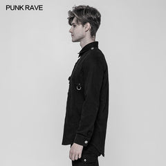 WY-919 Mens Punk Pure Cotton Personality Shirt With Mosaic Rivet Decoration?-??Punk Rave Clothing