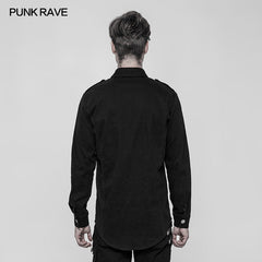WY-919 Mens Punk Pure Cotton Personality Shirt With Mosaic Rivet Decoration?-??Punk Rave Clothing