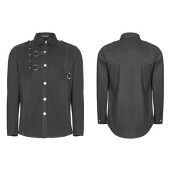 WY-919 Mens Punk Pure Cotton Personality Shirt With Mosaic Rivet Decoration?-??Punk Rave Clothing