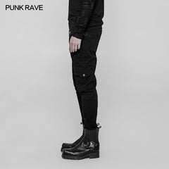 WK-335 Mens Double Pocket Heavy Metal Punk Pants Floral Woven Waist Head Trousers?-??Punk Rave Clothing