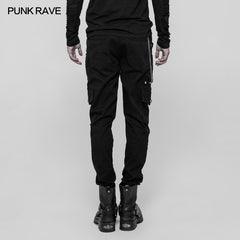 WK-335 Mens Double Pocket Heavy Metal Punk Pants Floral Woven Waist Head Trousers?-??Punk Rave Clothing