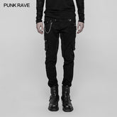 WK-335 Mens Double Pocket Heavy Metal Punk Pants Floral Woven Waist Head Trousers?-??Punk Rave Clothing
