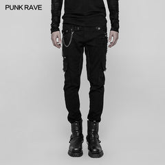 WK-335 Mens Double Pocket Heavy Metal Punk Pants Floral Woven Waist Head Trousers?-??Punk Rave Clothing
