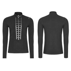 WT-530 Mens Punk Front Pimp Rivets Slim Personality T-shirt?-??Punk Rave Clothing