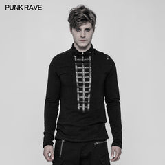 WT-530 Mens Punk Front Pimp Rivets Slim Personality T-shirt?-??Punk Rave Clothing