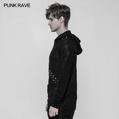 WT-534 Diablo Assassin Punk Hooded T-shirt Asymmetric Personality Top For Men?-??Punk Rave Clothing