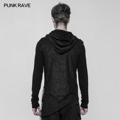 WT-534 Diablo Assassin Punk Hooded T-shirt Asymmetric Personality Top For Men?-??Punk Rave Clothing