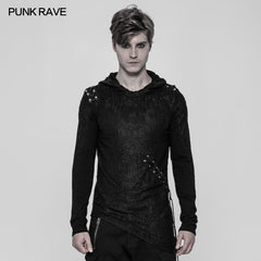 WT-534 Diablo Assassin Punk Hooded T-shirt Asymmetric Personality Top For Men?-??Punk Rave Clothing