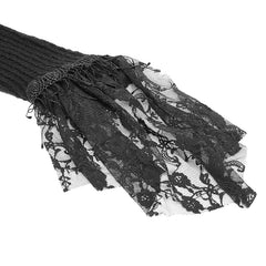 WM-043 Dark Gothic Witch Hooded Sweater Asymmetrical Tassel Lace Fringed Knit Pullover?-??Punk Rave Clothing