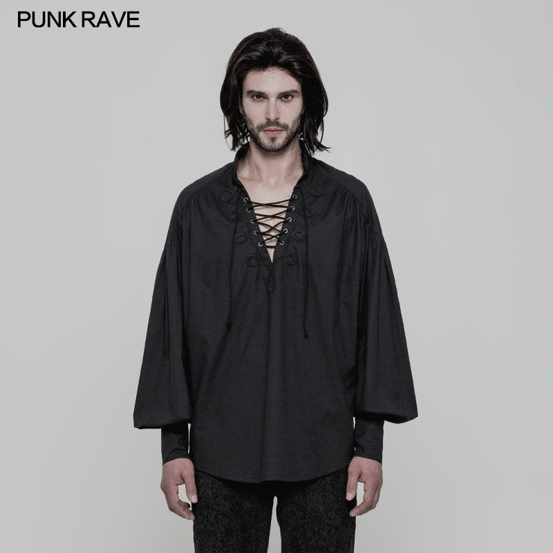 WY-848 Mens Retro Gothic Long Sleeve Shirt With Disa Floret Collar Design?-??Punk Rave Clothing