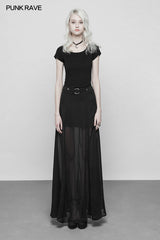 OPT-251 Dark Back Geometric Type Roping Knit Punk T-shirt For Women?-??Punk Rave Clothing