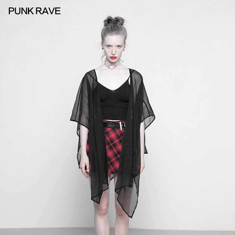 OPY-318 Women Daily Chiffon Shawl black Suntan-Proof Wear Tops?-??Punk Rave Clothing