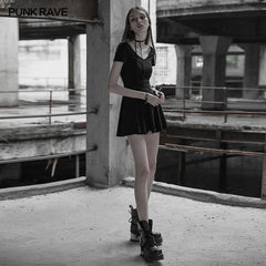 OPQ-343 Gothic Sexy black Low Neck Knit Backless Dress?-??Punk Rave Clothing