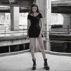 OPQ-343 Gothic Sexy black Low Neck Knit Backless Dress?-??Punk Rave Clothing