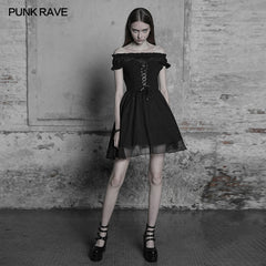 OPQ-338 Elegant Gothic Lolita Off Shoulder Ruffle Lace Dress?-??Punk Rave Clothing