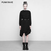 OPQ-297 Personality Punk Asymmetric Layered Knit Dresses With Wizard Hat?-??Punk Rave Clothing