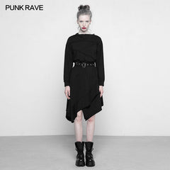 OPQ-297 Personality Punk Asymmetric Layered Knit Dresses With Wizard Hat?-??Punk Rave Clothing