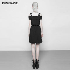 OPQ-299 Punk Chiffon Shirt-style Suspender Dress With Corns Strap Design?-??Punk Rave Clothing